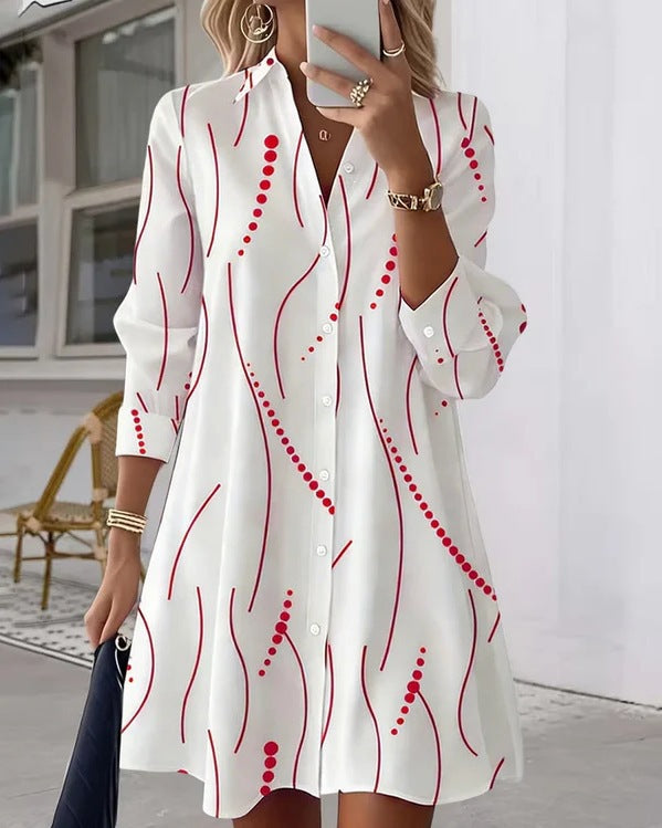 Women's Print Shirt Casual Polka Dot Elegant Dress