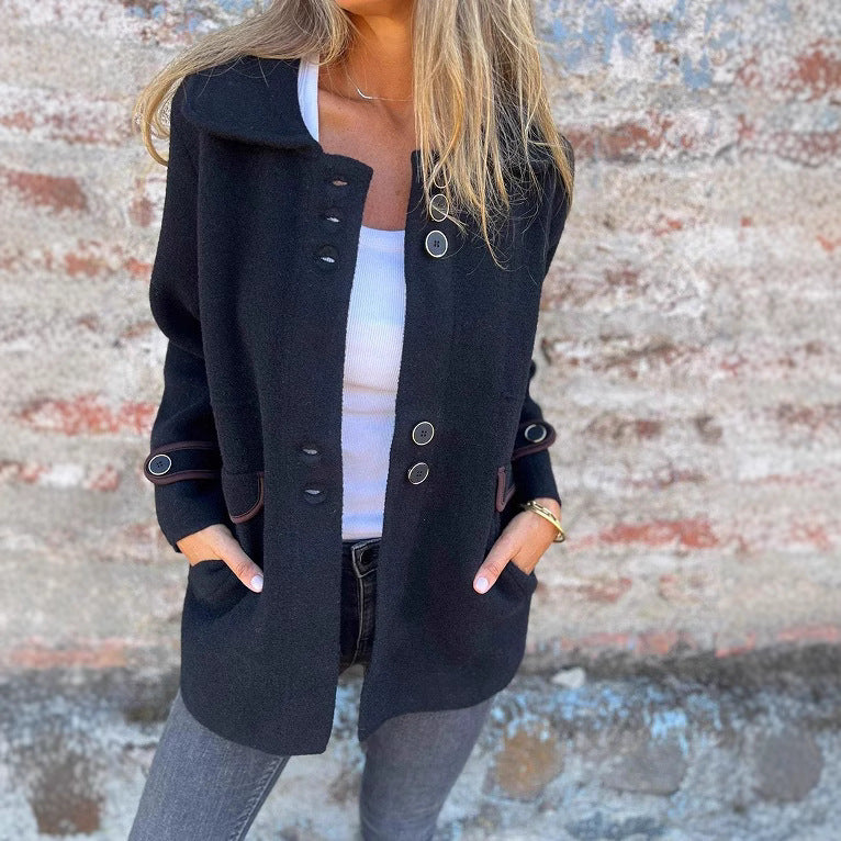 Women's Stylish Lapel Single Breasted Long-sleeved Coats