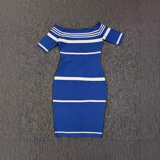 Women's Simple Elegant Dress Contrast Color Striped Dresses
