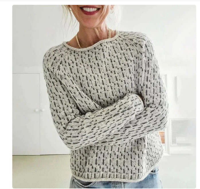 Women's Round Neck Multicolor Loose Fashion Pullover Sweater