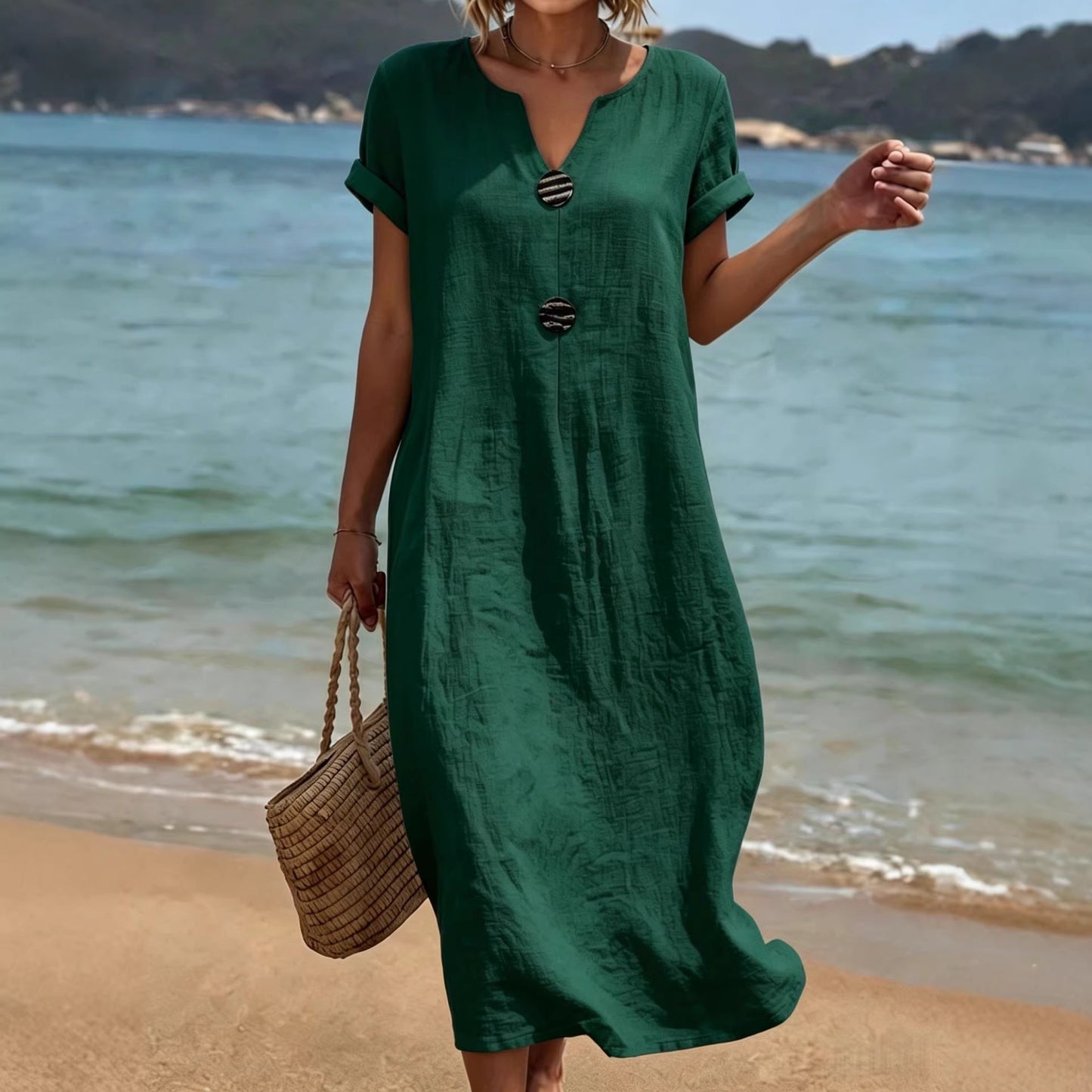 Women's Summer Seaside Holiday White Casual Solid Color Dress