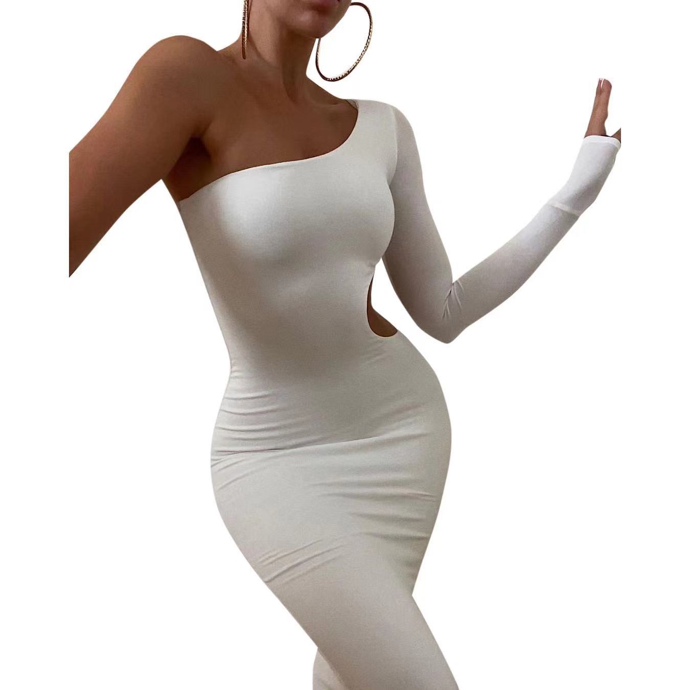 Women's Patchwork Shoulder Long Sleeve Hollow Out Dresses