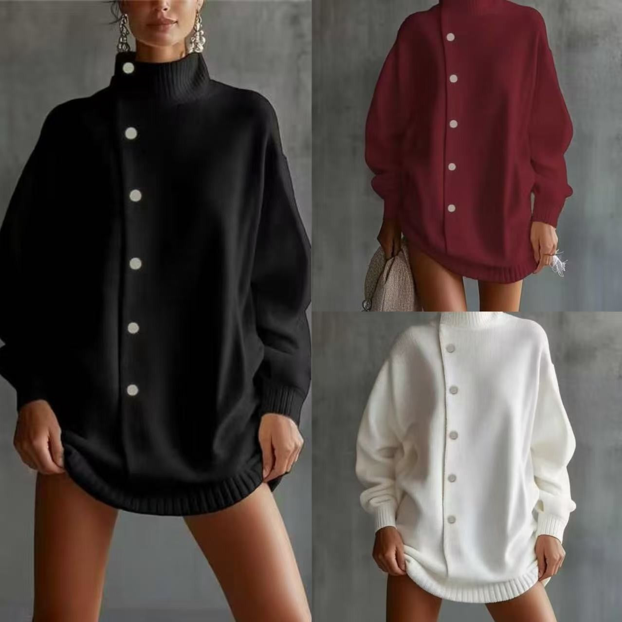 Women's Turtleneck Knitted Younger Fashion Loose Outer Sweater