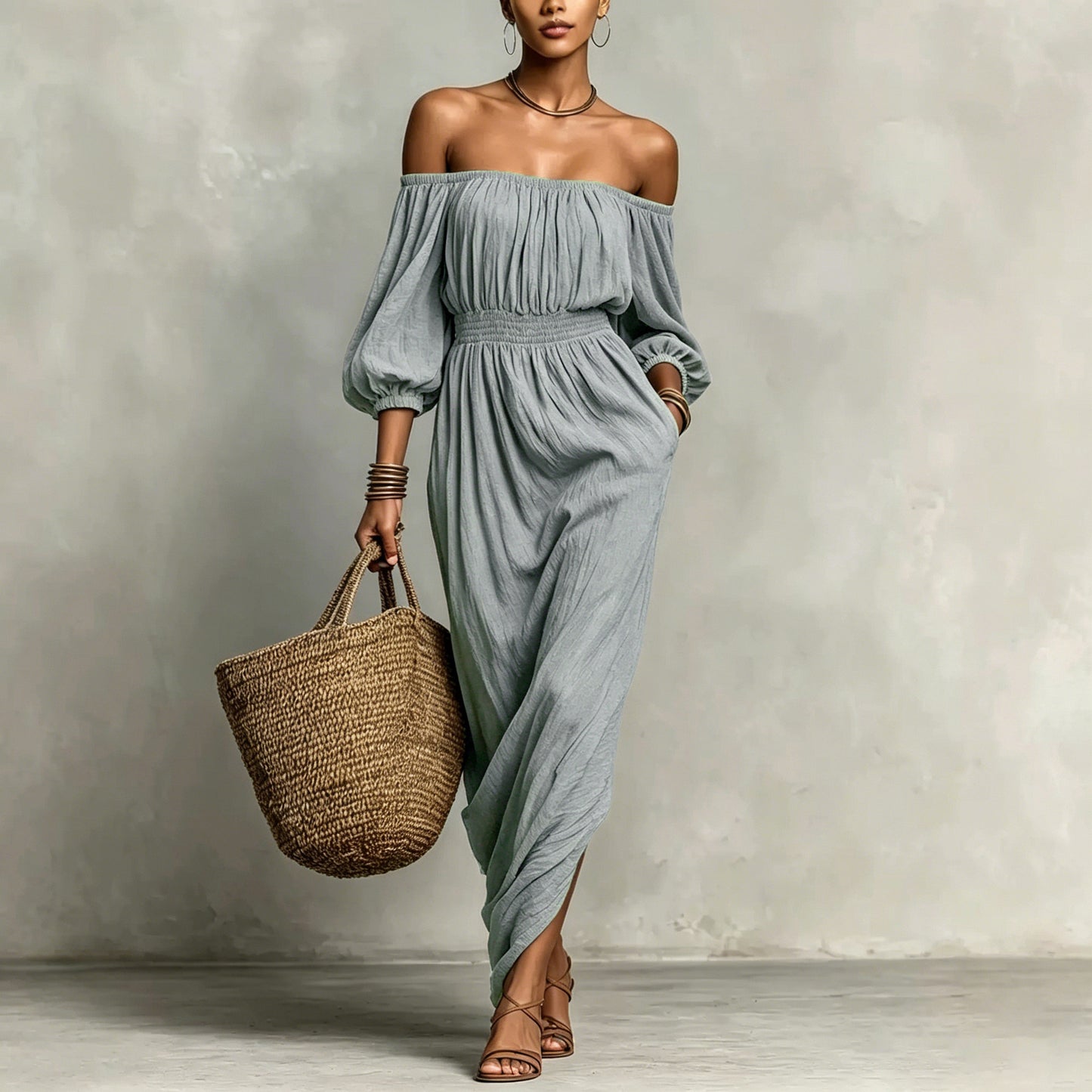 Women's Smocking Solid Color Holiday Casual For Dress