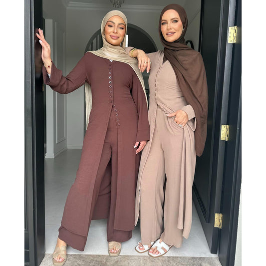 Turkey Solid Color Buckle Two-piece Set Dresses