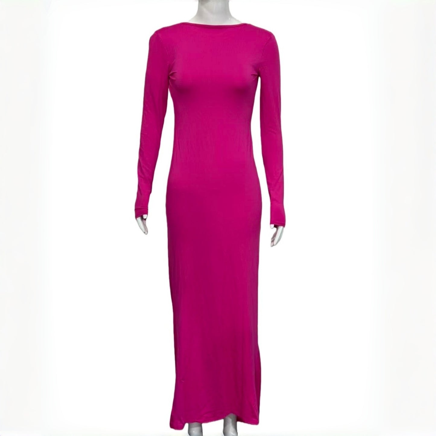Women's Summer Fashion Sexy Slim Fit Pleated Solid Color Long Dress