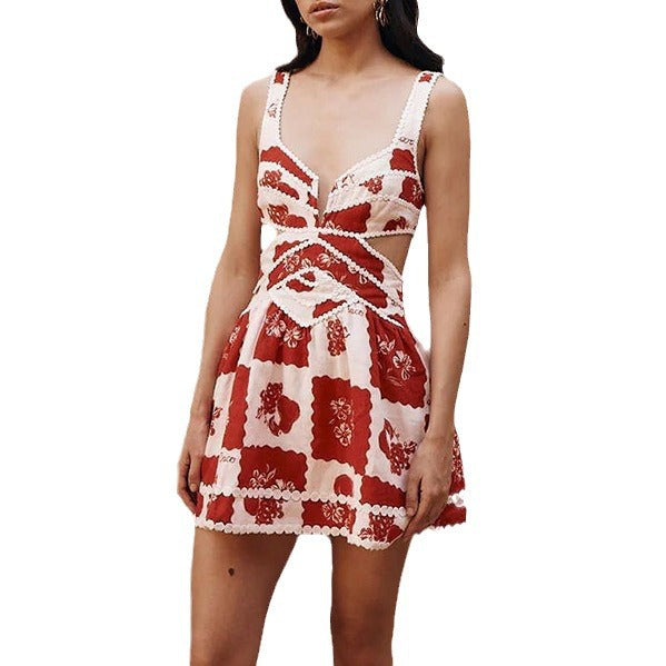 Dress Fashion Suspenders Positioning Printing Three-dimensional Dresses