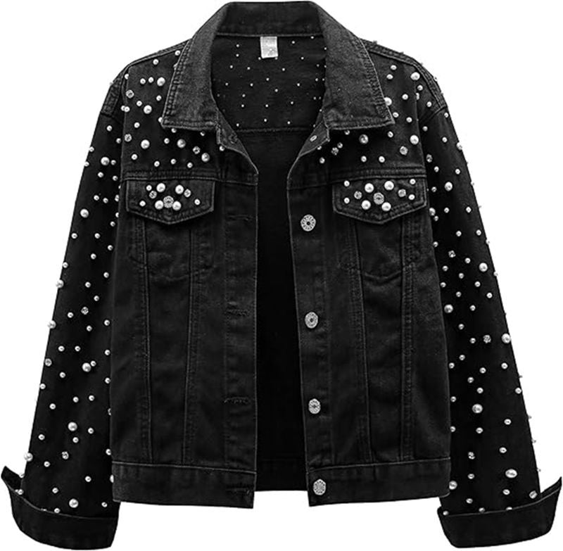 Women's Diamond Rivets Denim Long-sleeved Korean Loose Jackets
