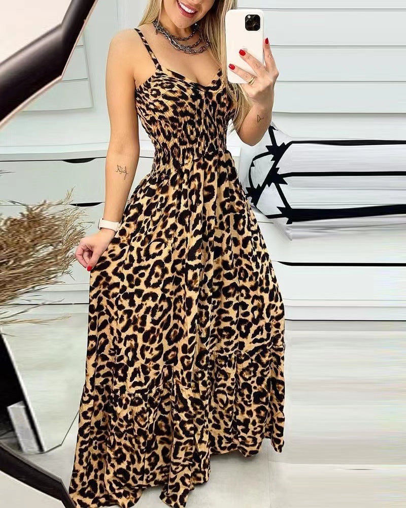 Women's Summer Leopard Print Brace High-waisted Sexy Skirts