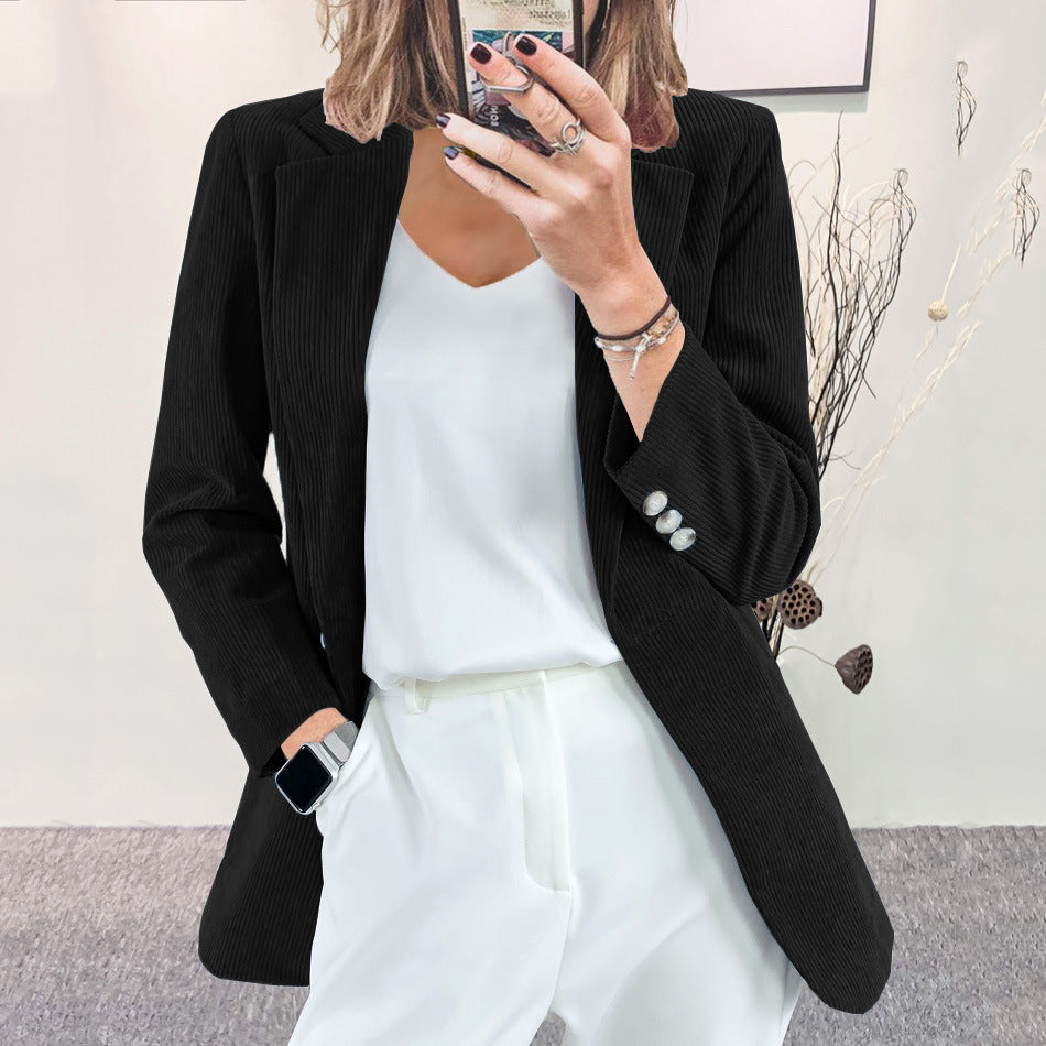 Corduroy Elegant Solid Color Leisure Professional Suits