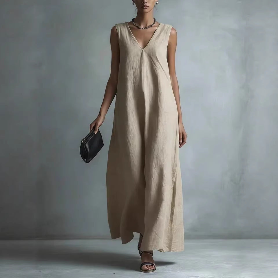 Women's Casual Elegant Fashion Sleeveless Solid Color Dress