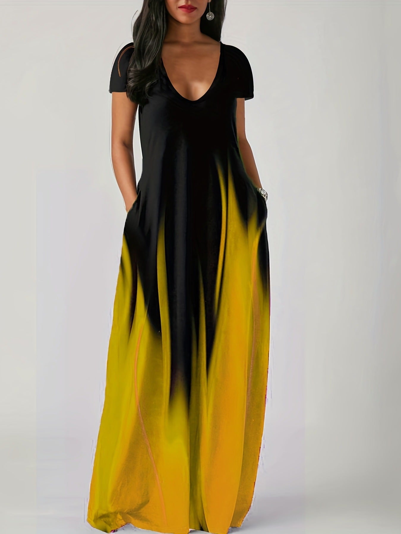 Women's Summer Loose Printed Casual Sexy Long Dress