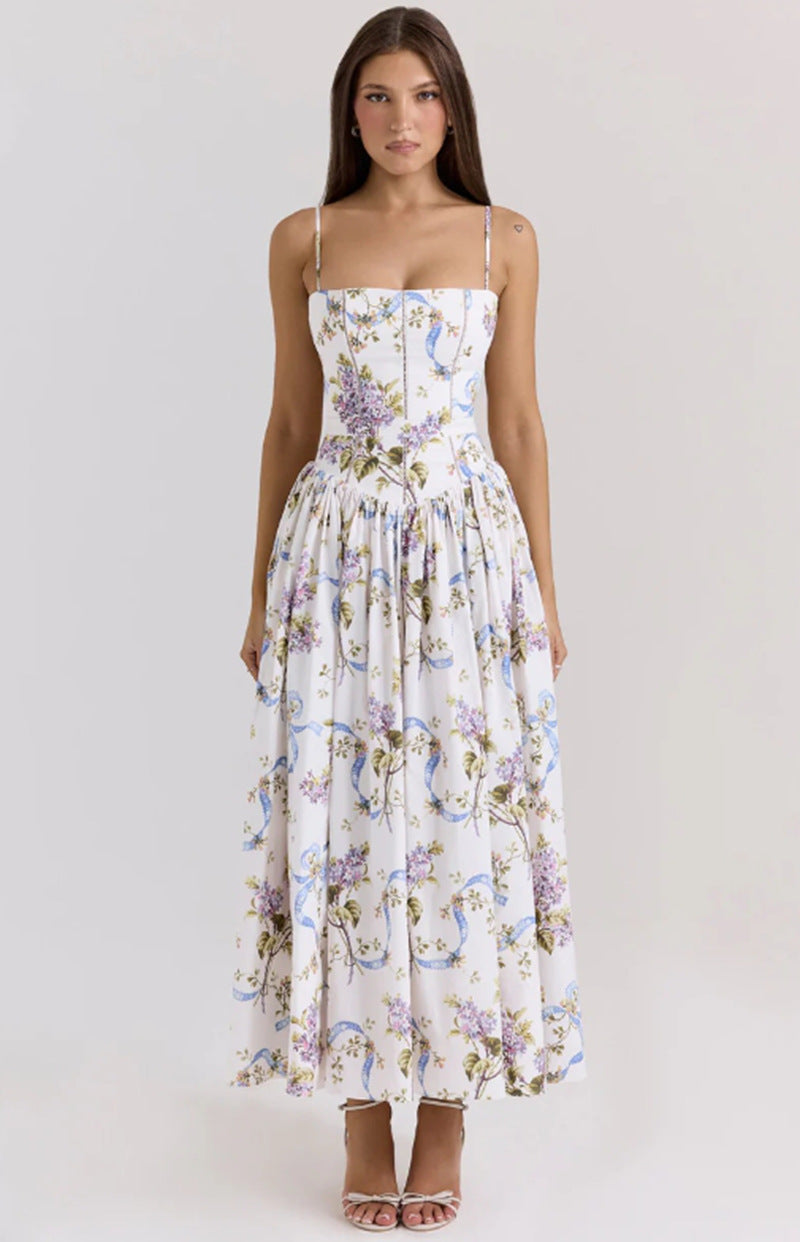 Fashionable High-grade French Strap Gentle Slimming Dress