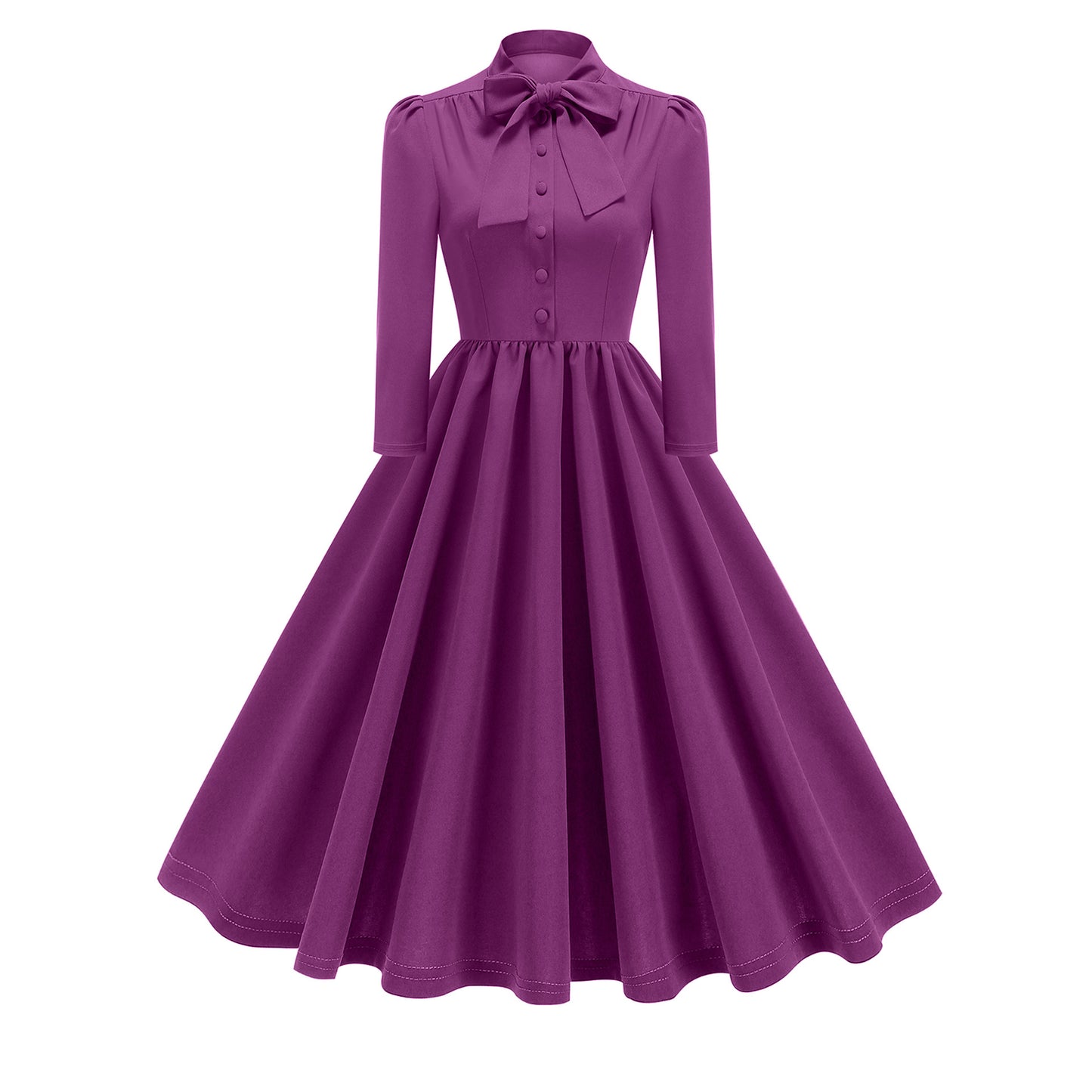 Women's Long Sleeve Dress French Style Bow Dresses