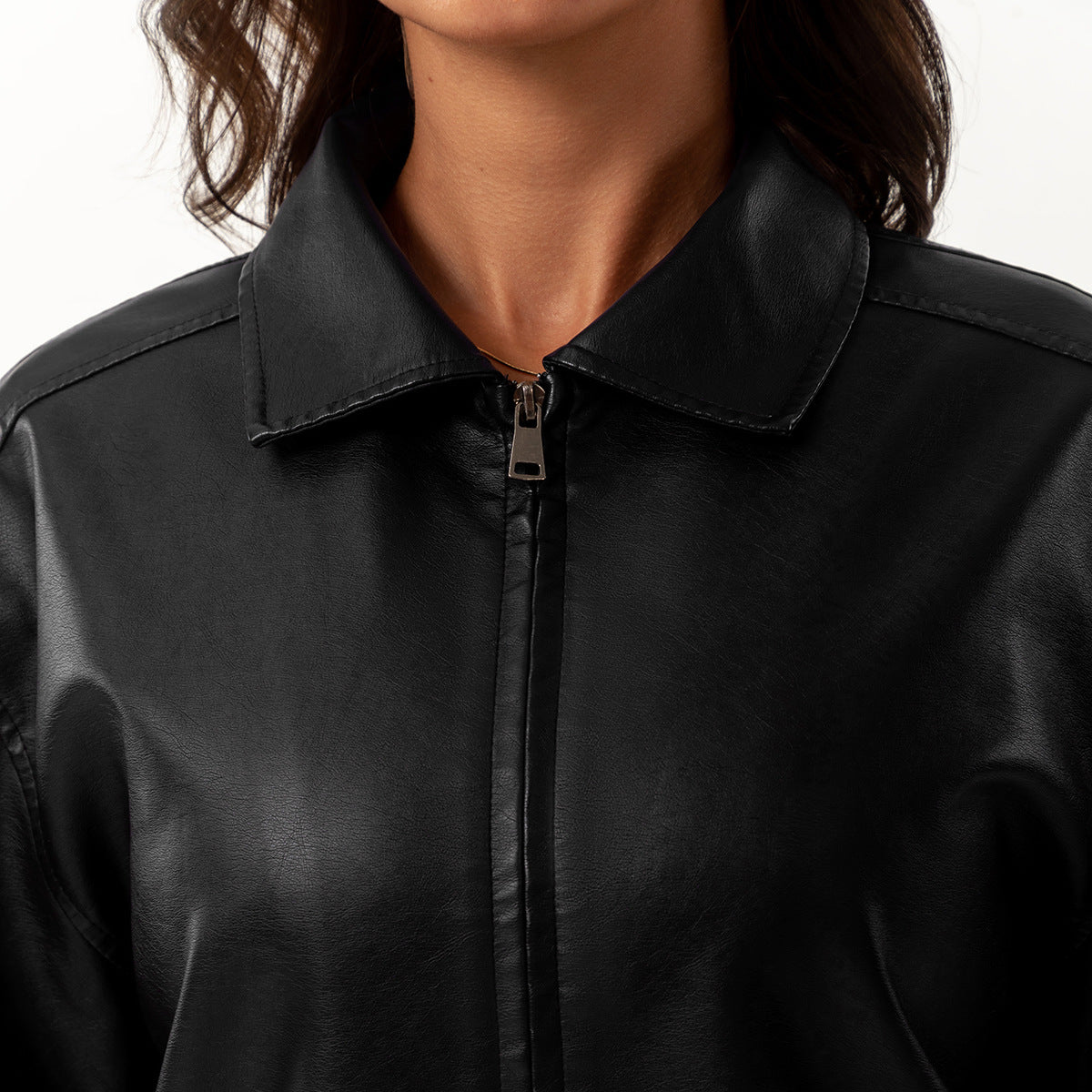 Popular Loose Leather Female Lady Long Jackets