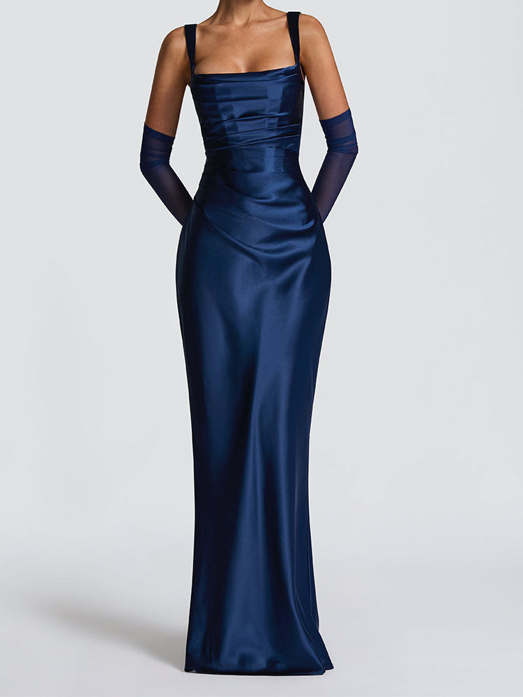 Women's Sexy Corset Backless Sleeveless Sling Solid Dresses