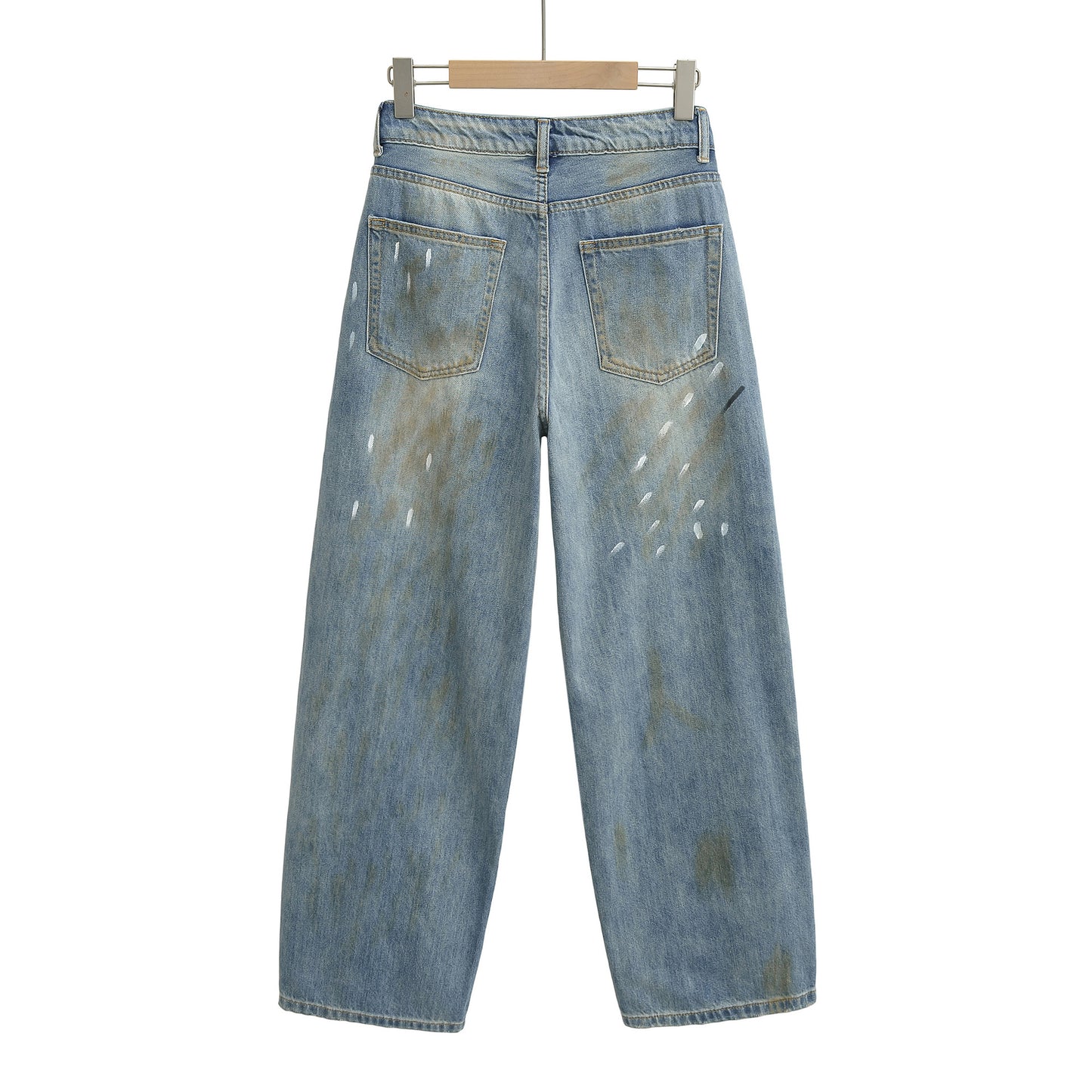 Women's Waist Loose Ripped Distressed Wide Leg Summer Jeans