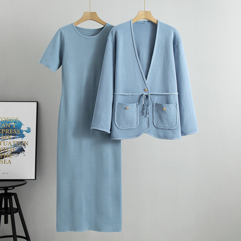 Women's Loose Long Dress Two-piece Set Cardigans