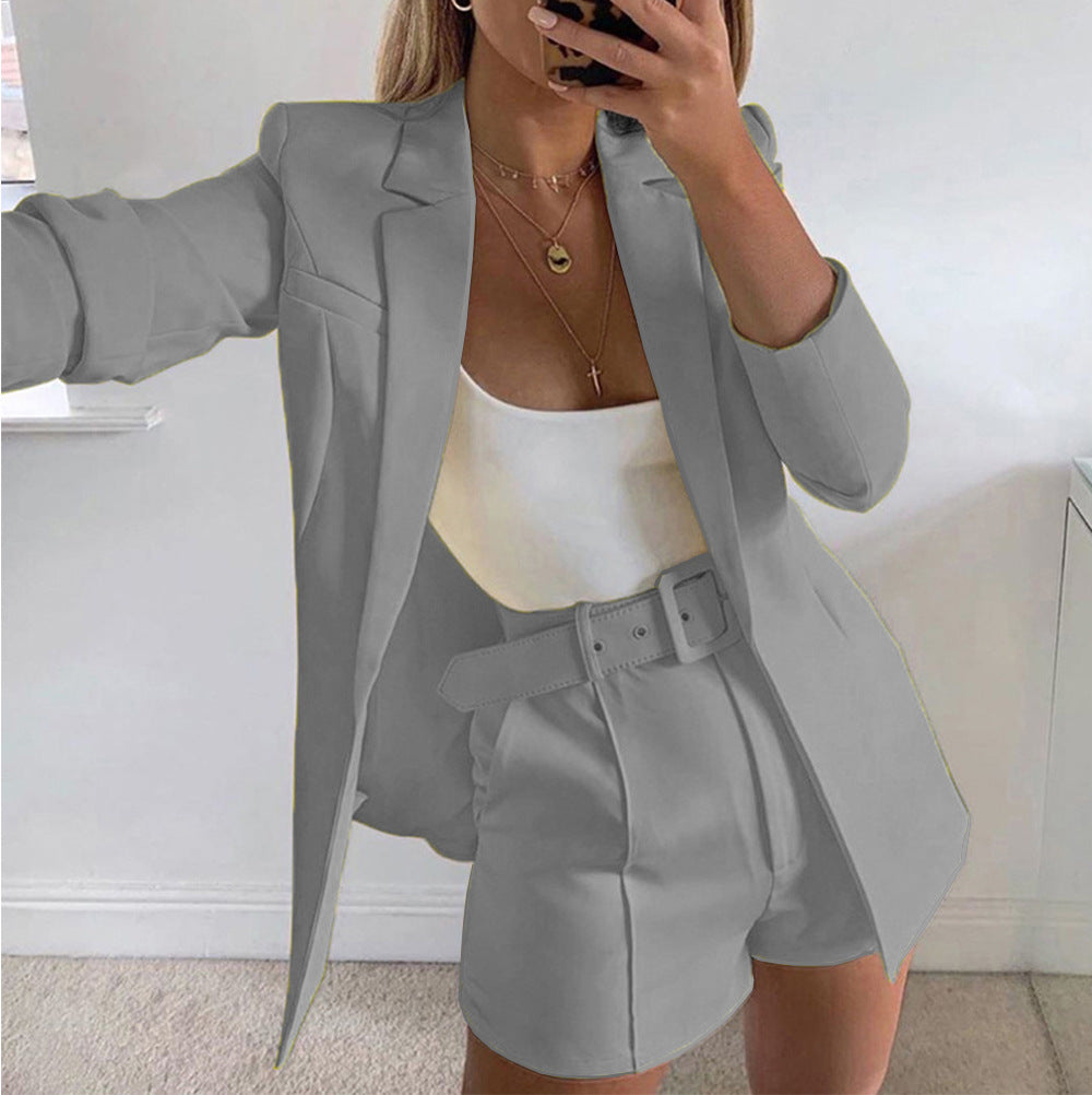 Women's Spring Clothes Fashion Small Belt Casual Blazers