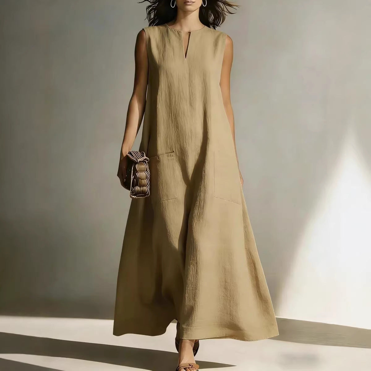 Fashion Slouchy Women's Casual Simple Sleeveless Dress