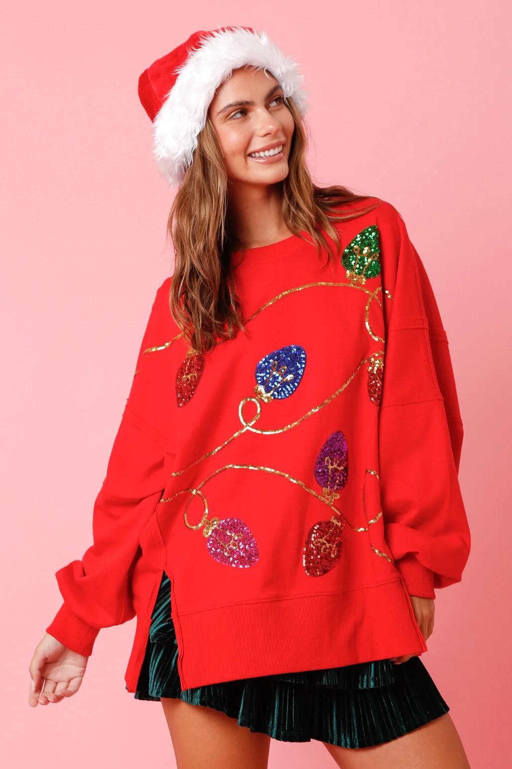 Women's Fashion Trend Sequined Long Sleeve Pullover Sweaters