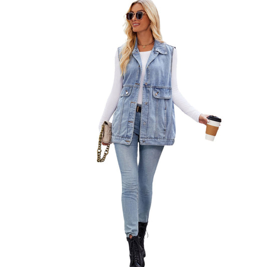 Women's Denim Waistcoat Summer Fashion Trendy Sleeveless Vests