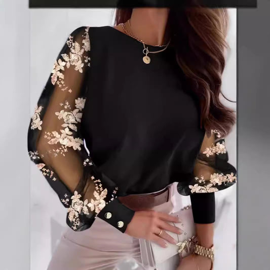 Women's Autumn Long Sleeve Fashion Round Neck Blouses