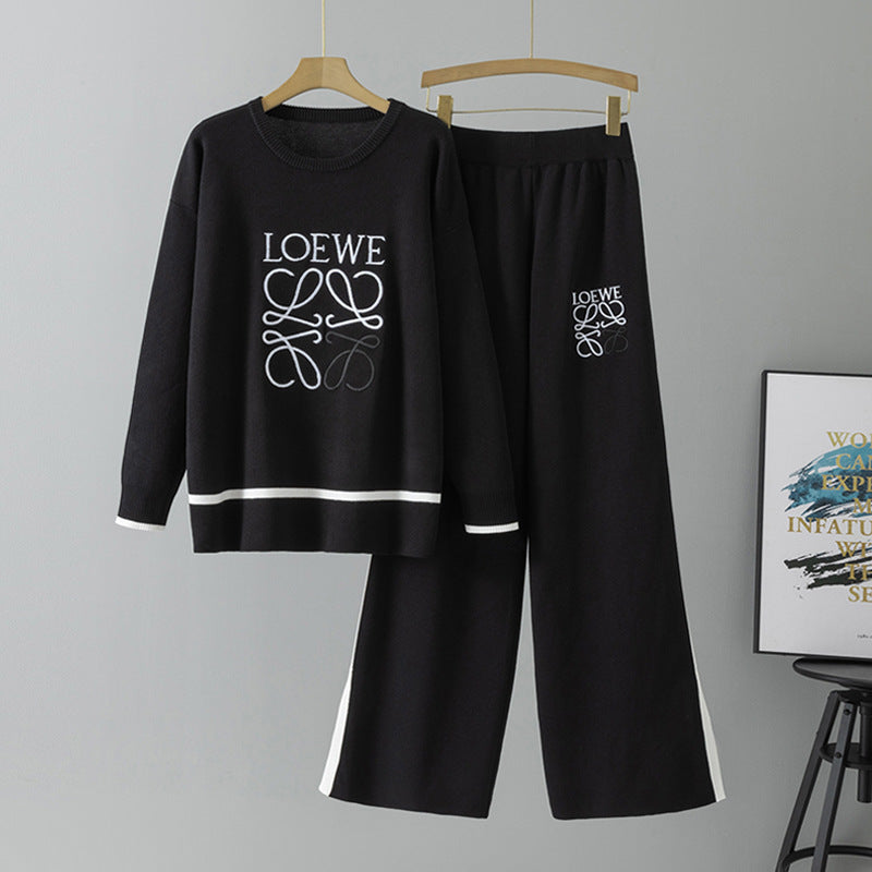 Women's Idle Style Loose Set Round Neck Sweaters