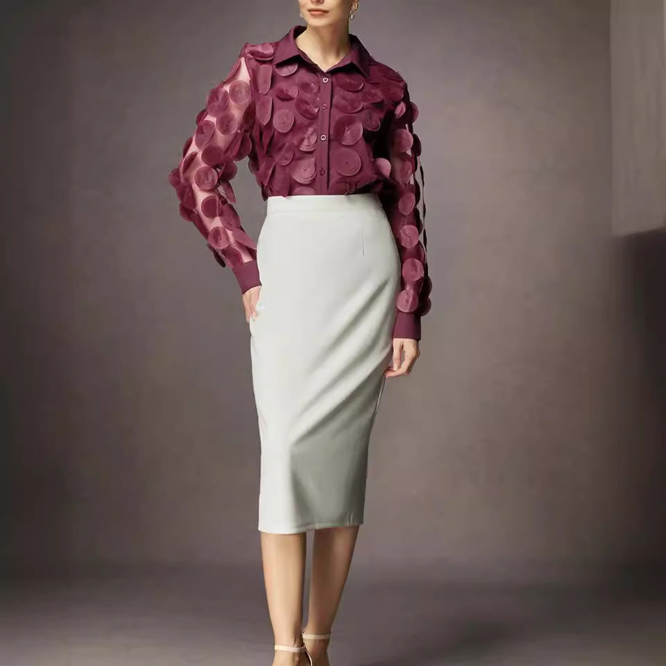 Women's Sleeve Fashion Round Neck Mesh Sleeves Clothing