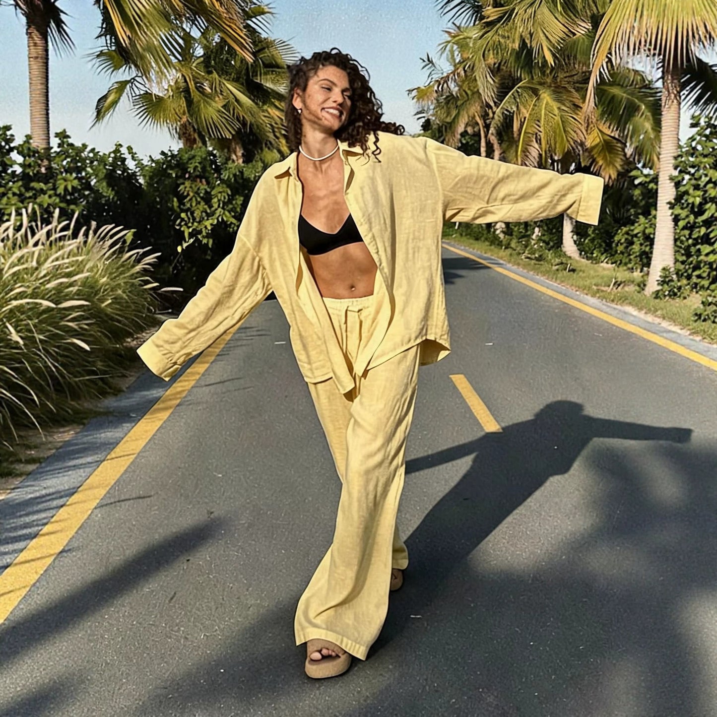 Women's Shirt Trousers Loose Long Sleeve Wear Fashion Casual Suit