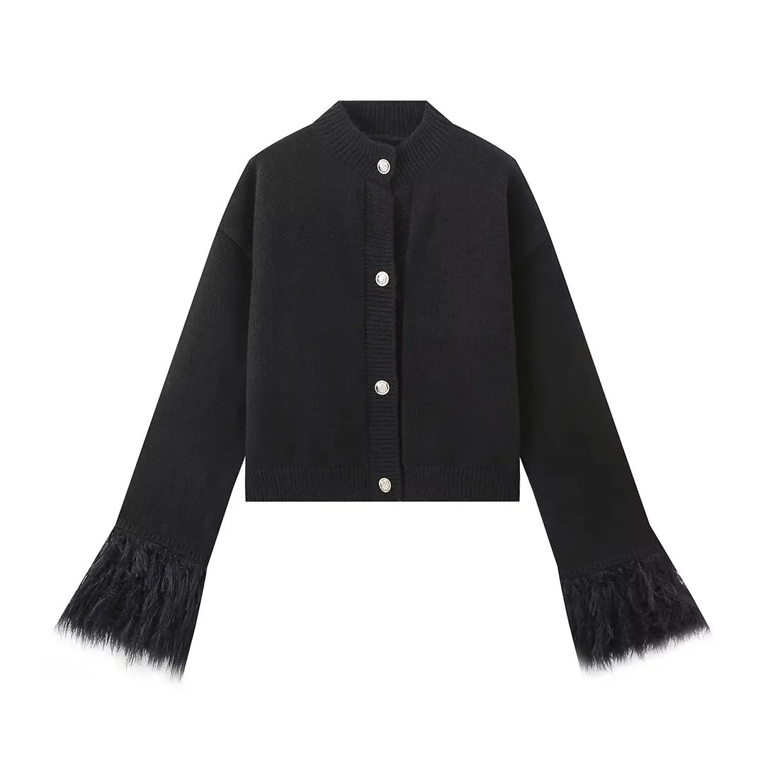 Women's Fashion Classy Cuff Fur Stitching Sweaters