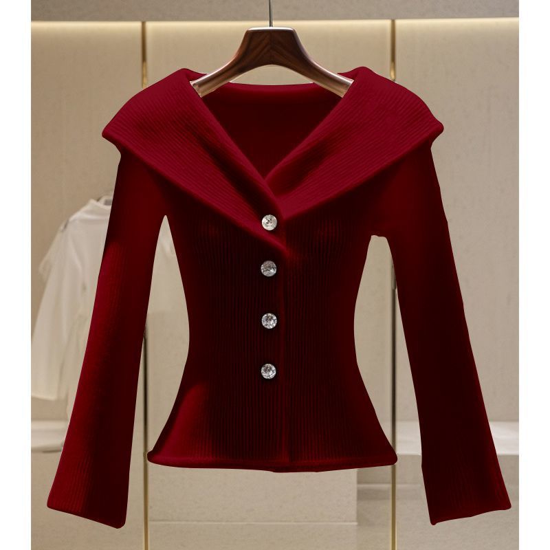 Classic Style Solid Color Advanced Design Niche Women's Sweater