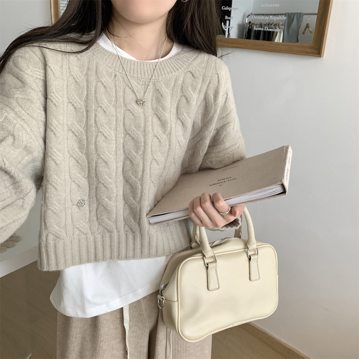 Women's Round Neck Inner Wear Lazy Soft Women's Sweater