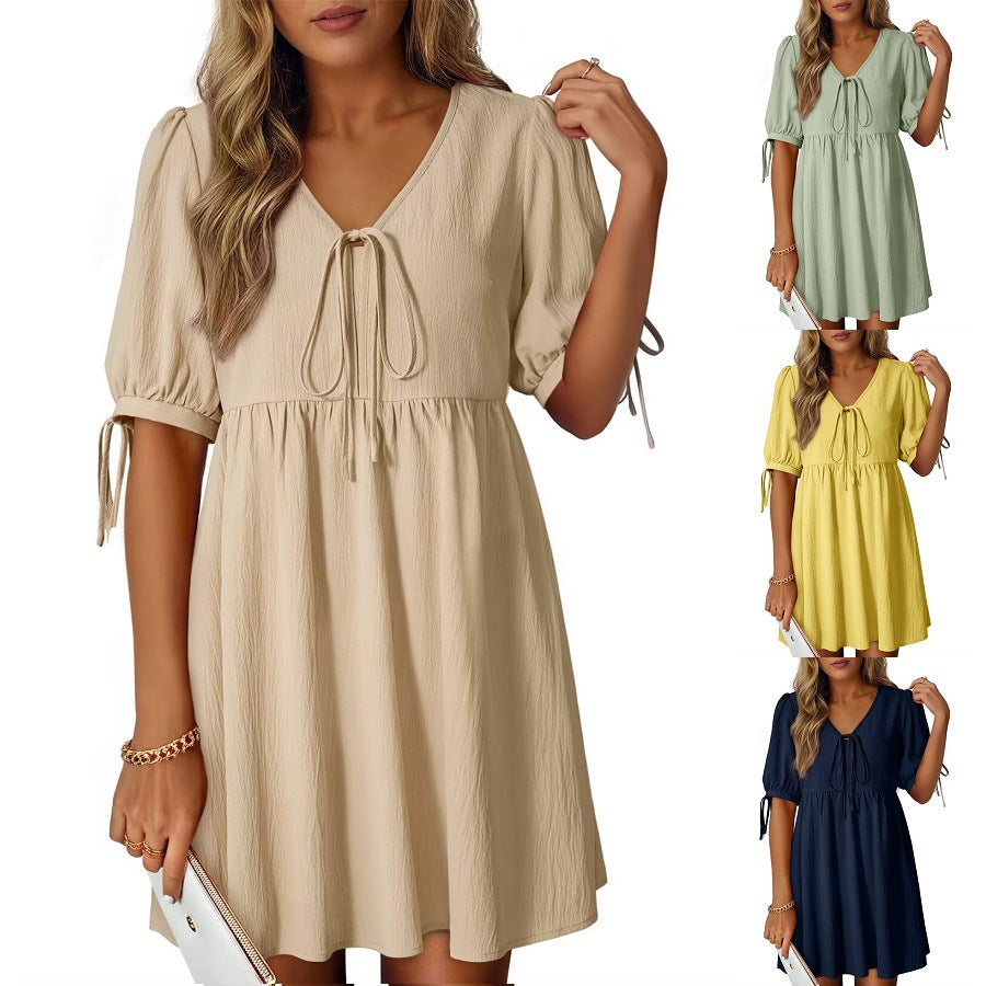 Beautiful Women's Fashion Loose Puff Sleeve Dress