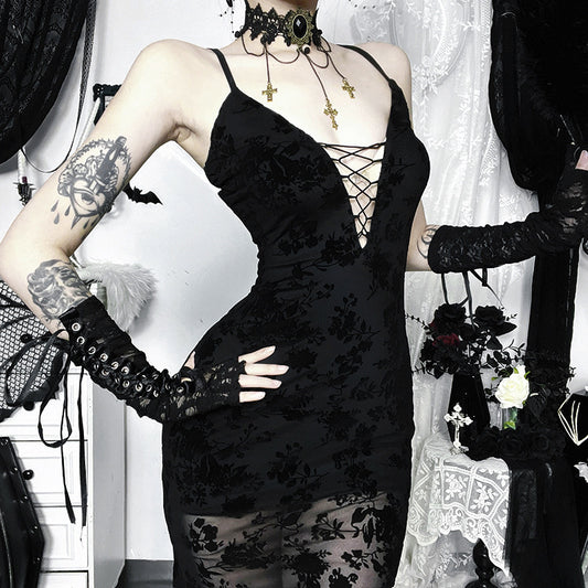 Fall Lace Temperament Suspender Dress Asian Dresses