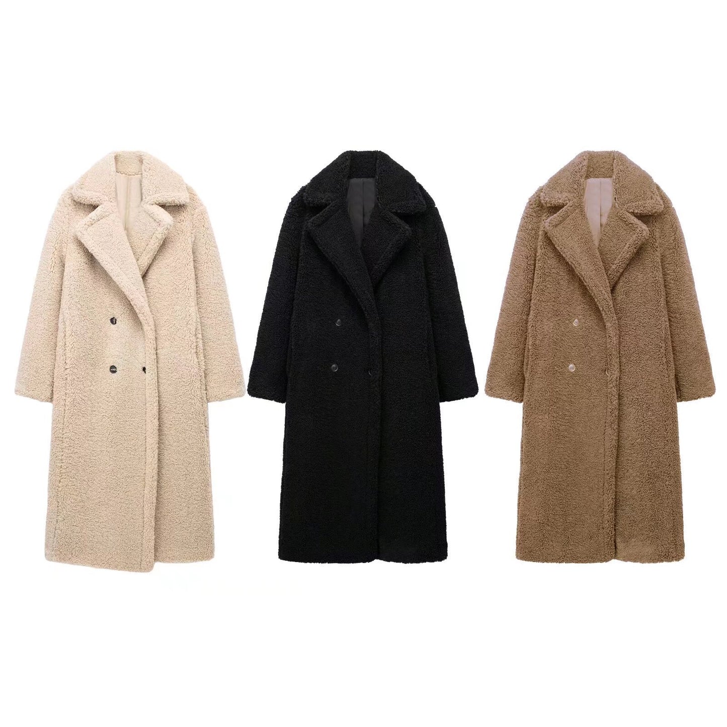 Women's Large Lapel Thickened Fleece Overcoat Coats