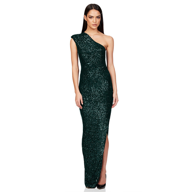 Women's Dress Summer Sleeveless Split Sequined Temperament Dresses
