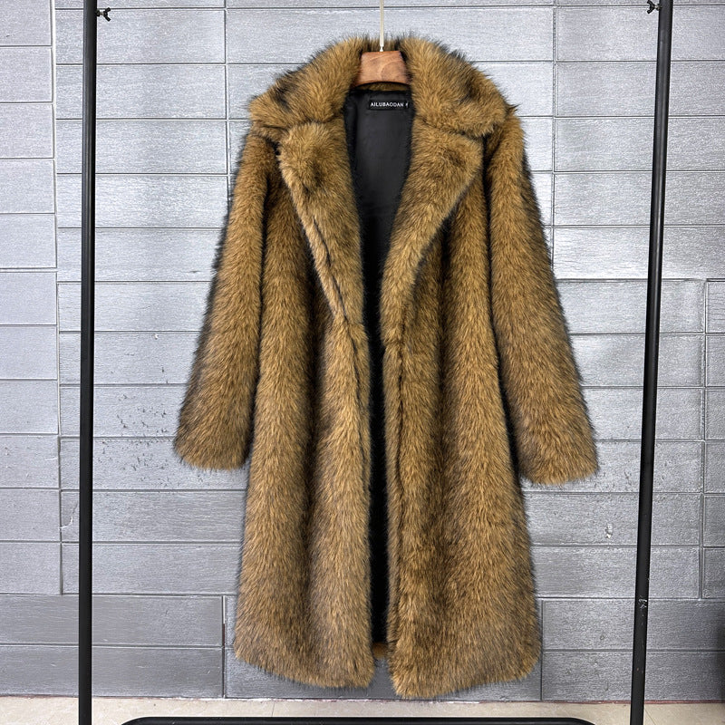 Women's Fashion Mid-length Faux Winter Imitation Coats