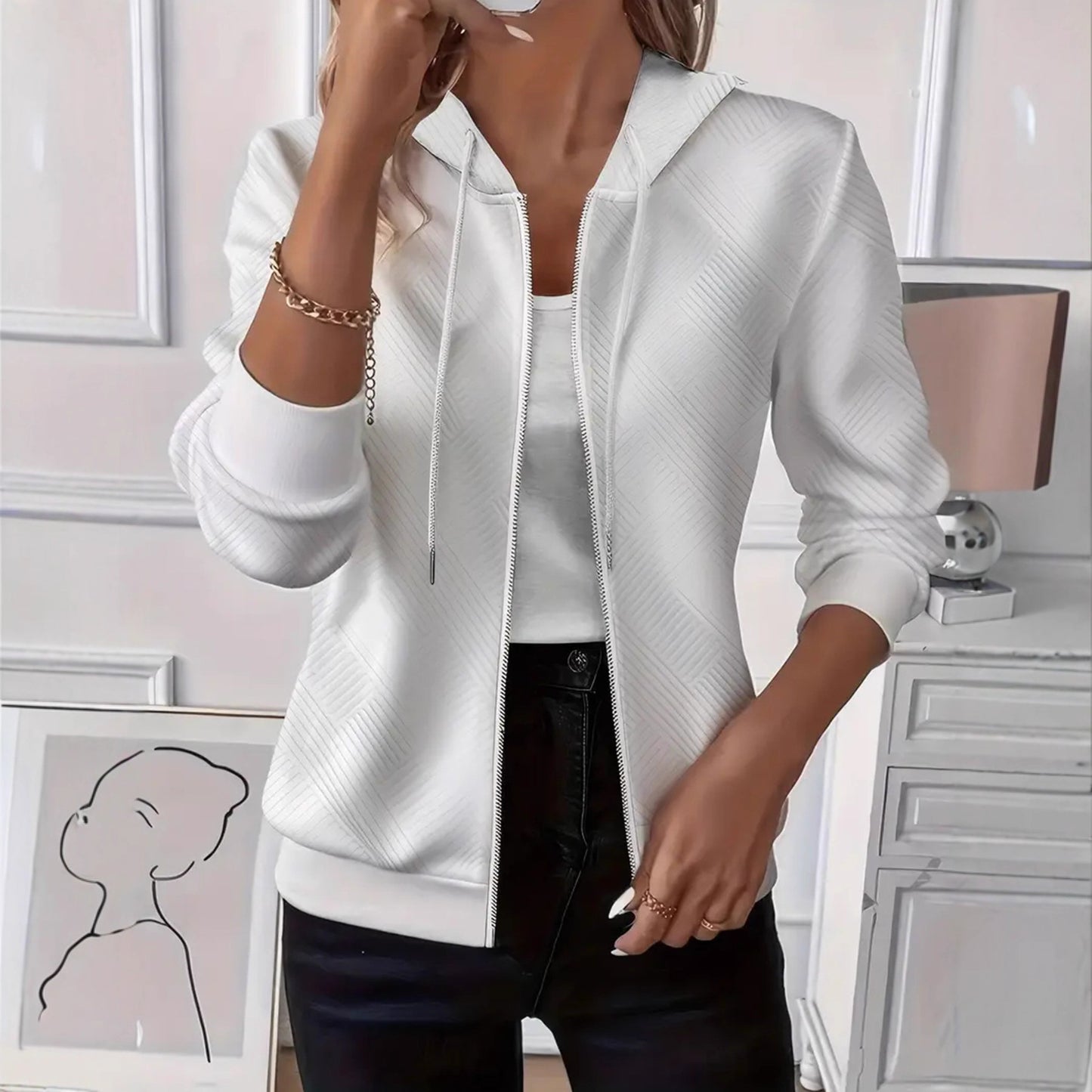 Women's Solid Color Long Sleeve Knitted Zipper Women's Sweater, Sweater
