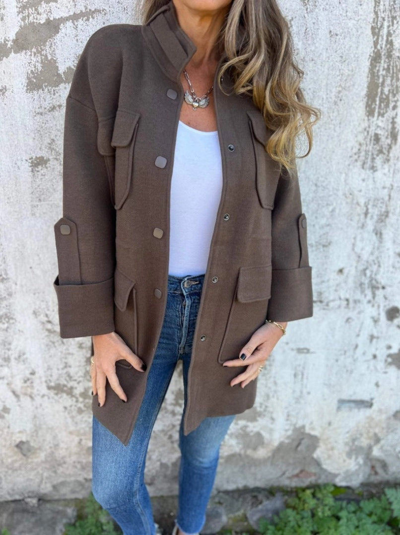 Women's Autumn Fashion Stand Collar Sleeve Reversible Jackets