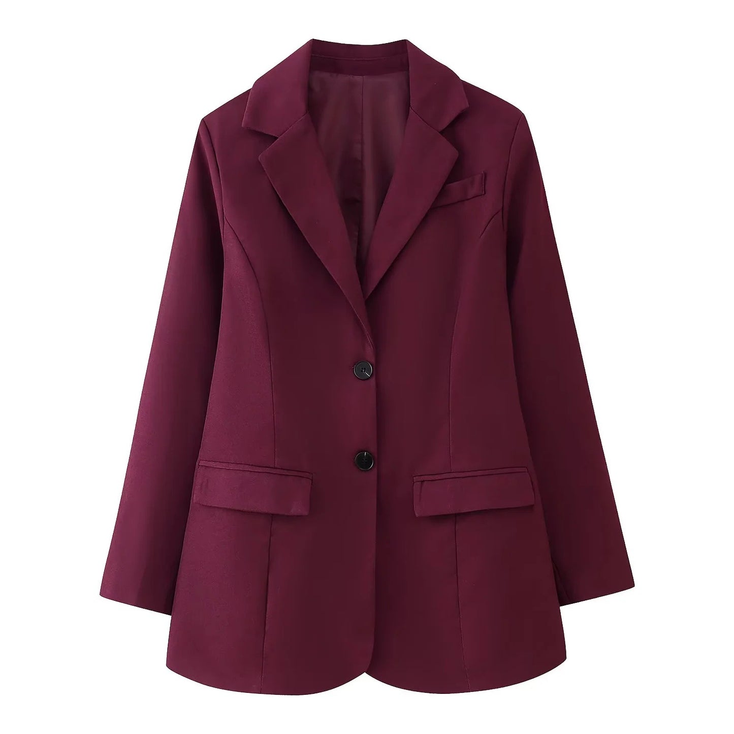 Women's Color Single-breasted Lapel Long Sleeve Slim Suits