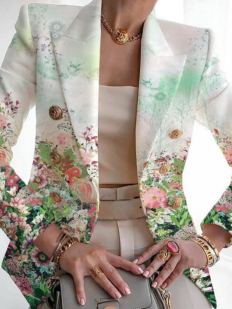 Women's Autumn Fashion Printed Slim Fit Small Blazers