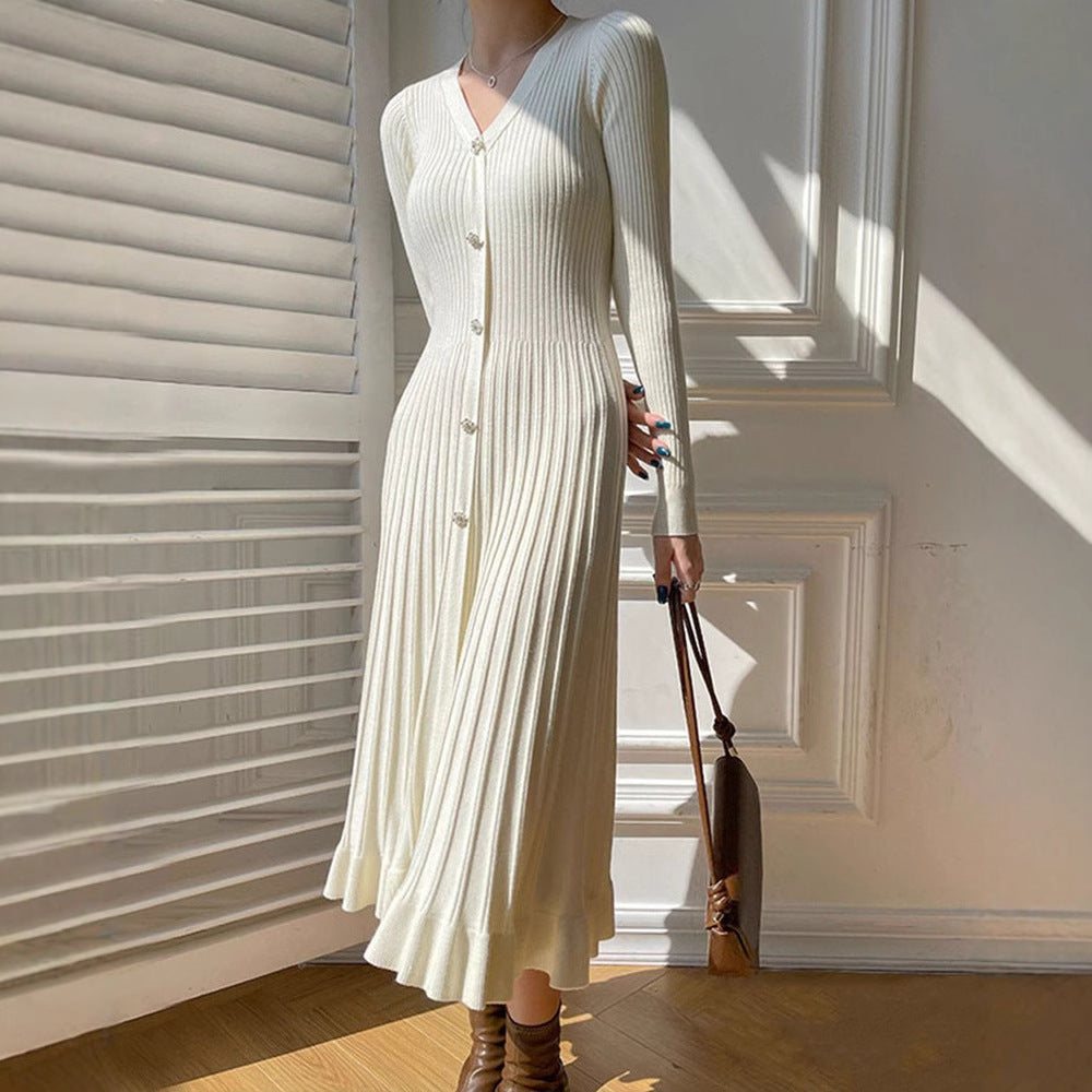 Women's Fashionable Knitted Long Group Elegant Slimming Dress
