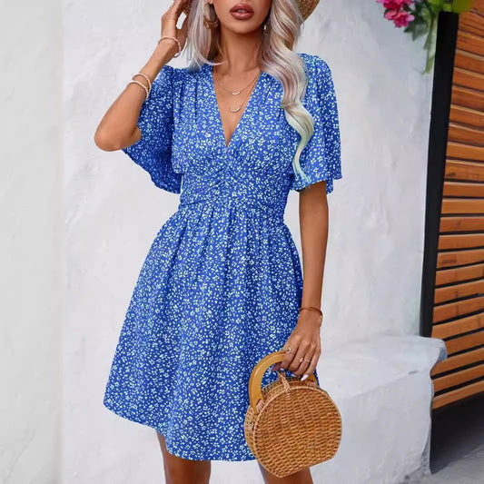 Summer Ruffle Sleeve Smocking Small Floral Dresses