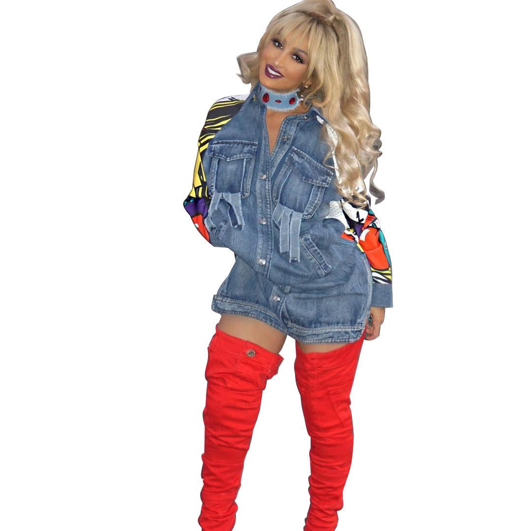 Women's Fashion Street Hipster Digital Printed Wear Jackets