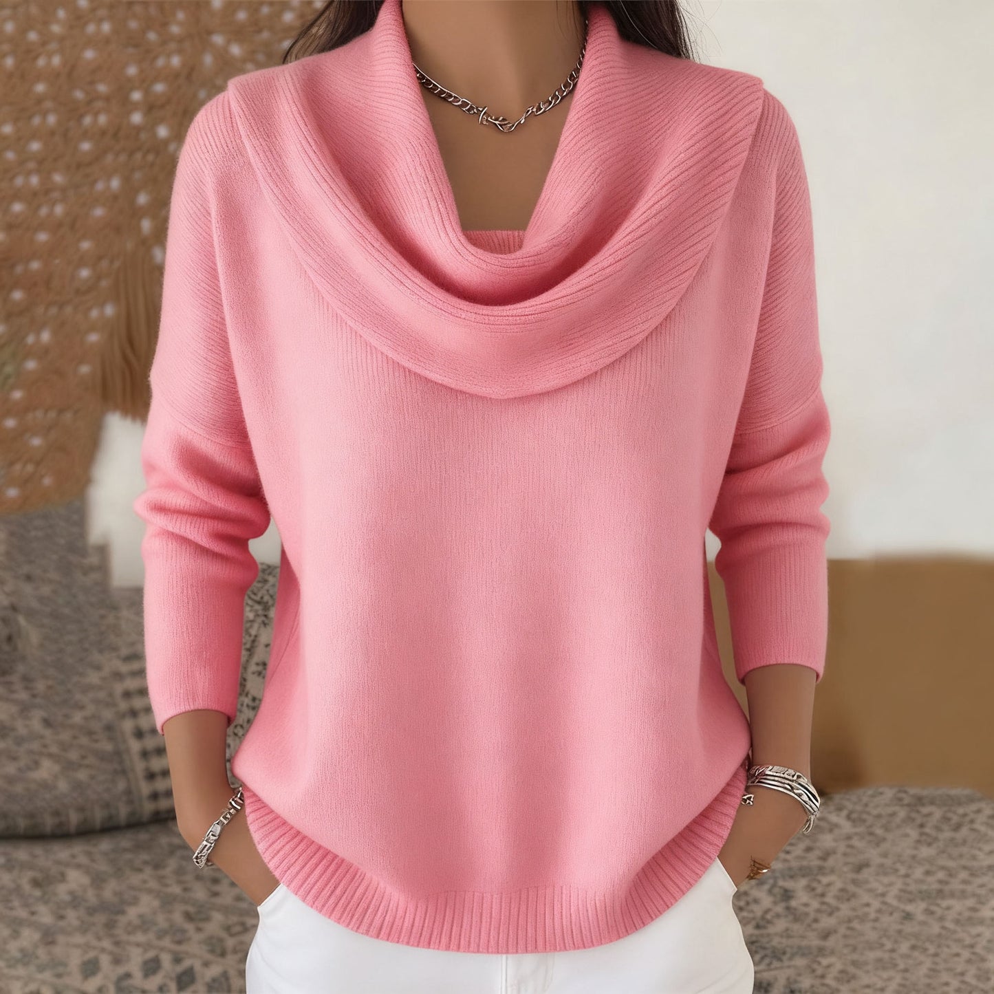 Creative Fashion Women's Solid Color Long-sleeved Women's Sweater