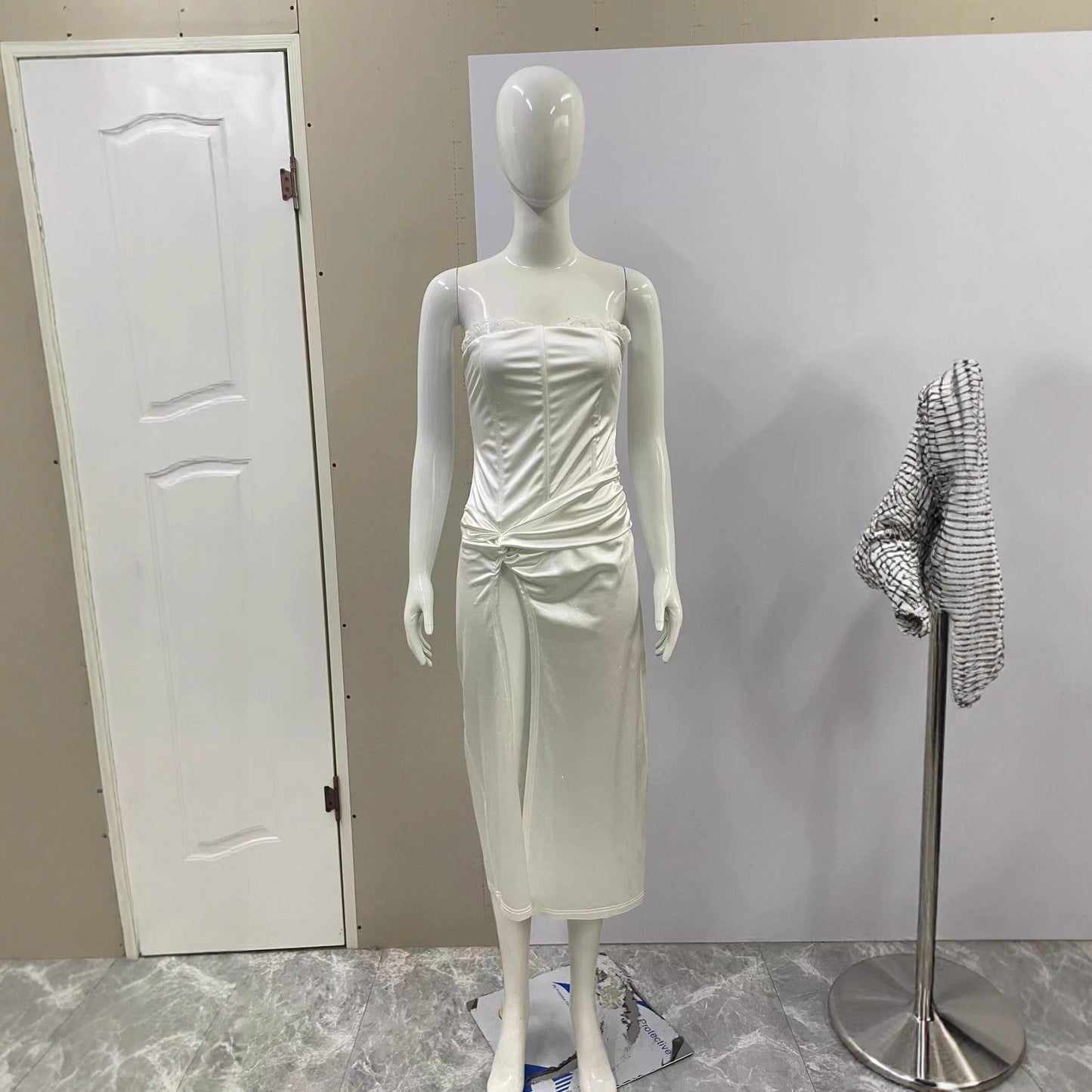 Women's Summer Party Elegant Twisted Split Satin Dress