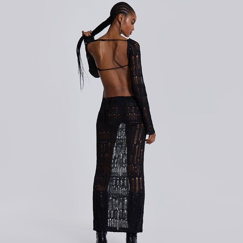 Women's Summer Sexy Backless Long Sleeve Elegant Dresses