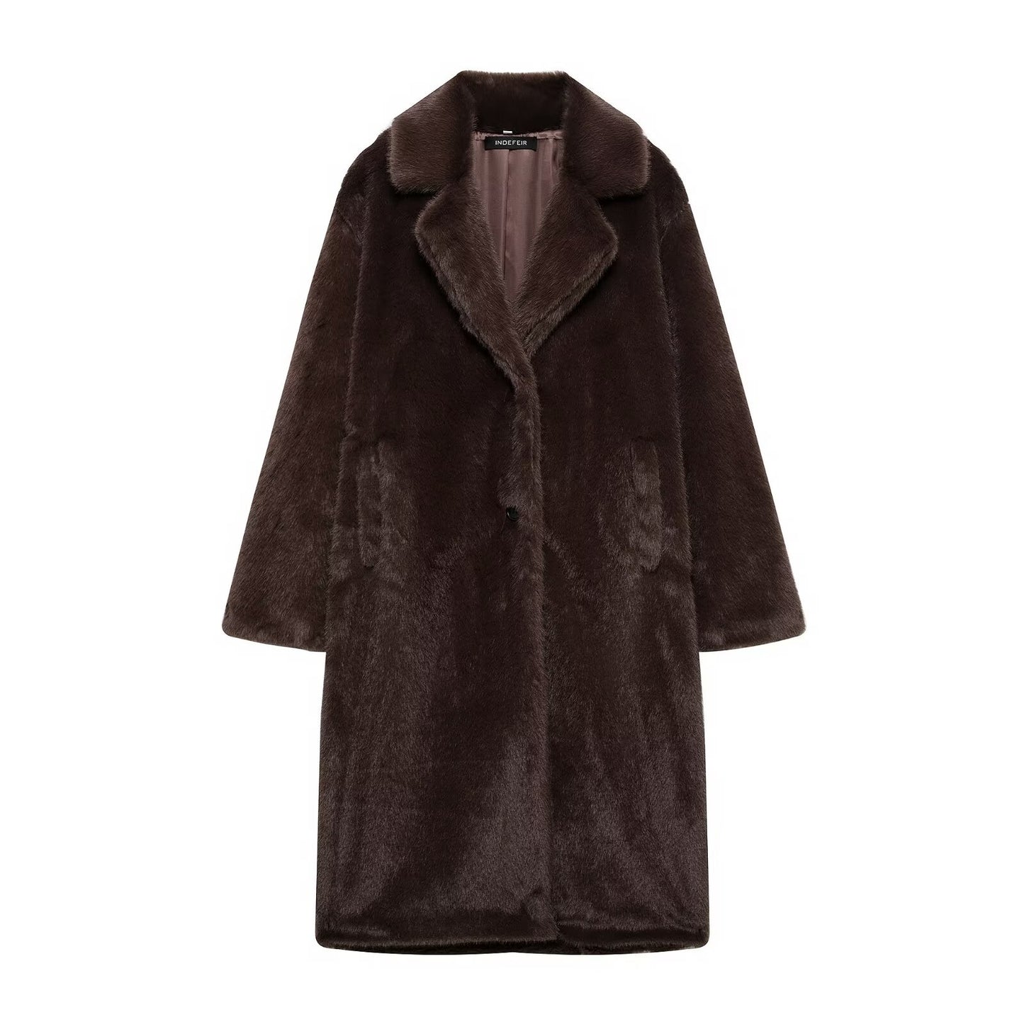 Women's Loose Collar Fur Effect Outside Coats