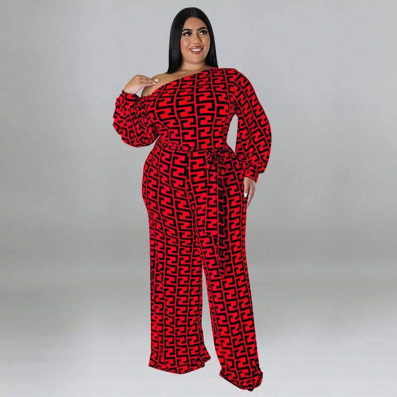 Women's Fashion Casual Printing Long Sleeve Jumpsuits